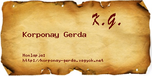 Korponay Gerda névjegykártya